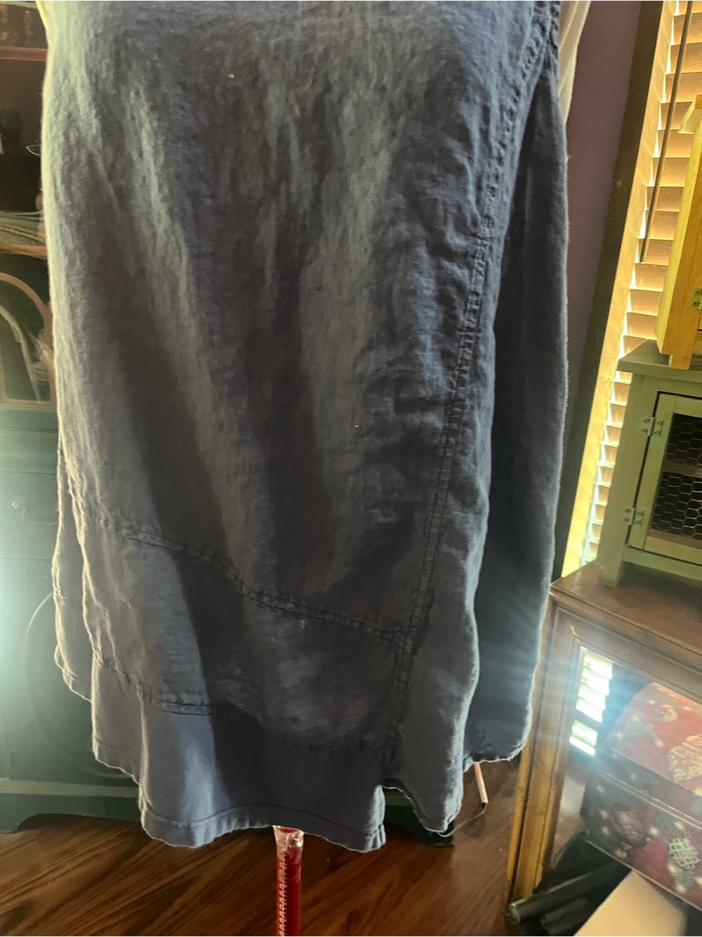 FLAX design Sleeveless Washed Indigo blue medium Linen Tunic Top - Picture 3 of 12